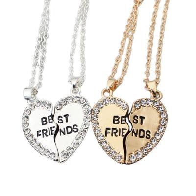 China TRENDY MZ Fashion New Silver Best Friends Forever Broken Heart Pendant BFF Chain Necklaces Gift hot for sale