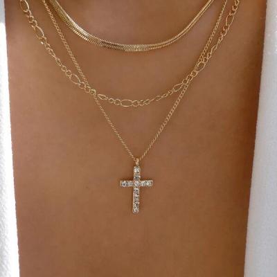 China TRENDY three cross pendant 925 sterling silver zircon fashion jewelry necklace for sale