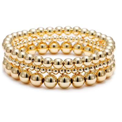 China TRENDY Fashion Classic 18k Gold Plated Stainless Steel Beads Natural Freshwater Pearl Bracelet Beaded Stretch Stacking Bracelets Women for sale