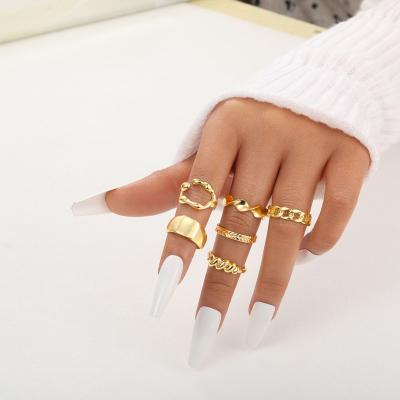 China TRENDY Trendy Wholesale Bulk Women Jewelry Party Gift  Coin Snake Moon Rings Bohemian Gold Chain Rings Set For WomenJewelry for sale