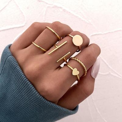 China TRENDY MZ fashion Trend Simple Cross Finger Rings Set Jewelry Women Girls Pearl Heart Twist Stack Gold Plated Ring for sale