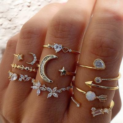 China TRENDY Ring Jewelry  Stacking Rings set Women Jewelry Finger Rings Women Jewelry Personalized Adjustable Zircon for sale