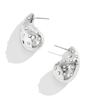 China TRENDY Minimalist Hollow Out Water Drop Stud earrings For Women 18k Gold Plated Stainless Steel Jewelry for sale