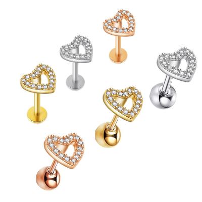 China Water Proof Titanium Ear Piercing Jewelry Women Earring Ear Stud Heart Shape for sale