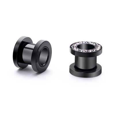 China Water Proof Fashion Jewelry Wholesale Boys Piercing Black Silver Diamond Ear Plated Round Stainless Steel Stud Earrings for Men for sale