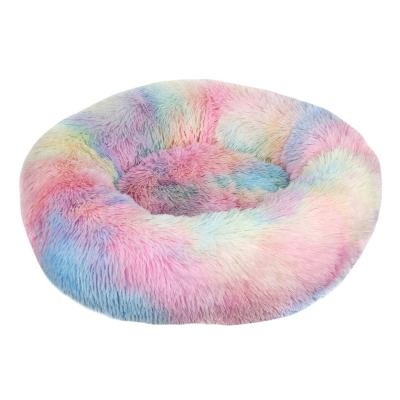 China Large Luxury Designer Soothing Dog Sofa Pet Bed Pet Donut Sofa Cat Bed Plush Round Cute Breathable Soft Fluffy Wholesale Pet Bed for sale