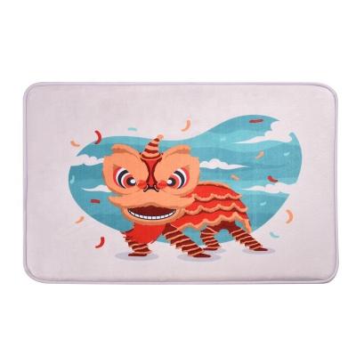 China Wushi Design Holiday Lion Dance Traditional Chinese Soft Floor Show Floor Anti-slip Mat Hallway Indoor Rug Home Decor for sale