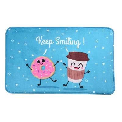 China Anti-skid Bath Mat Entrance Floor Mat Indoor Design Art Decor Donut And Coffee Funny Cartoon Keep Smiling Mat for sale