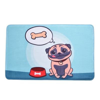 China Anti-slip Living Room Rug Kitchen Bathroom Mat Animal Funny Dog Printed Floor Art Decor Flannel Doormat Welcome for sale