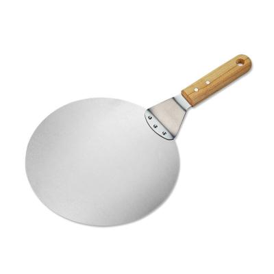 China Sustainable Kitchen Baking Circular Metal Pizza Peel Stick Cake Transfer Non To Peel Pizza Skins for sale