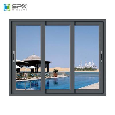 China Magnetic Screen SPK WINDOWS Soundproof Double Glazed Aluminum Sliding Window for sale