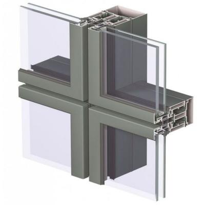 China Residential Frame Modern Hidden Frame Thermal Break System Dustproof Unitized Aluminum Curtain Wall for sale