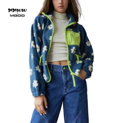 China DIDIBUBU MGOO Anti-wrinkle Women Wool Fleece Stormi Flower Print Soft Comfortable Fleece Jacket for sale