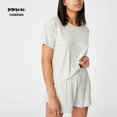 China DIDIBUBU Basic Oversized Organic Sleepwear Cotton Loungewear Pajamas T-Shirts And Shorts Women Sleepwear for sale