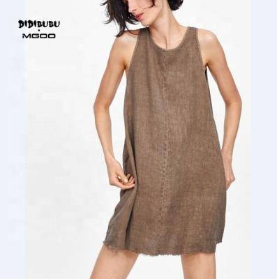 China DIDIBUBU Breathable Simple Style Mini Summer Clothes Women Casual Loose Sleeveless Dresses for sale