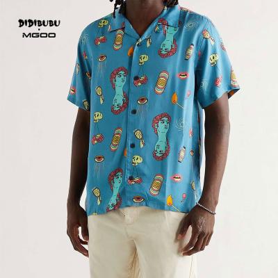 China DIDIBUBU Anti-Shrink New Design Custom Fabrics For Men Relaxed Fit Convertible-Collar Printed Mens Casual Shirt for sale