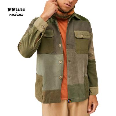 China DIDIBUBU MGOO Hand Wash Patchwork Design Breathable Flap Pockets Small Logo Detail Upcycle Wool Jacket for sale