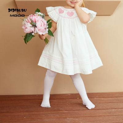 China DIDIBUBU Anti-wrinkle Kids Clothing Girls Spring Summer Clothes Soft Baby Short Sleeve Outfits Ruffles Solid Corduroy Dresses Girl for sale