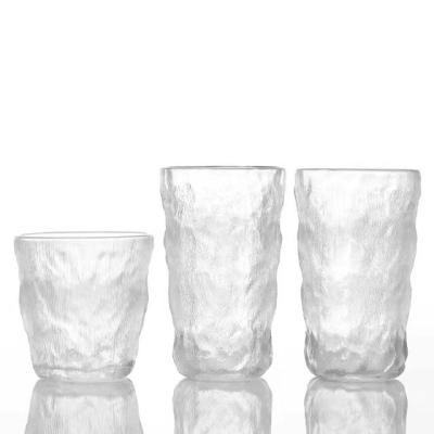 China Minimalist Glacier Pattern Round Crystal Clear Thicken Bottom 300ml 380ml Beer Glass Whiskey Glass Mug Cup Mouth for sale