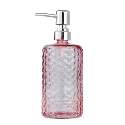 China Wholesale Empty Liquid Soap Dispenser Glass Hand Bottle Personal Care Color 500ml Glass Bottle With Pump Dispenser for sale