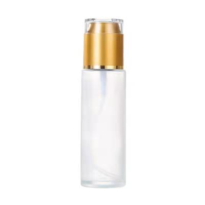 China Cosmetic Empty Glass Container Bottle Lotion Pump Bottle Glass Beauty Witn Plastic Cap for sale