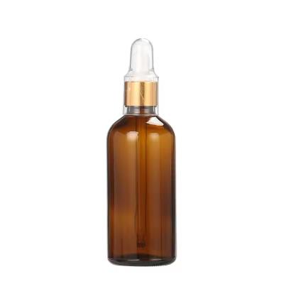 China 20ml 30ml 50ml Brown Green Essential Oil Cosmetic Glass Dropper Bottle With Matel Cap for sale