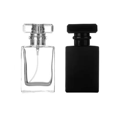 China Square 30ml Cosmetic Clear / Black Gradient / Customized Color Perfume Glass Bottle Sprayer for sale