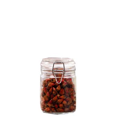 China Glass Food Storage Jar 800ml 1200ml 1650ml 2100ml Glass Container With Metal Snap Clip for sale