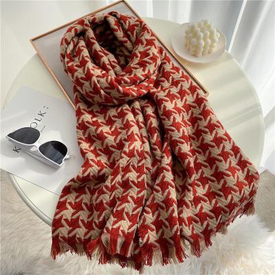 China Brand Striped Cashmere Sacrf Women Winter Scarves Designer Blanket Scarves Women Colorful Type Color Checkered Imitated Tassel for sale