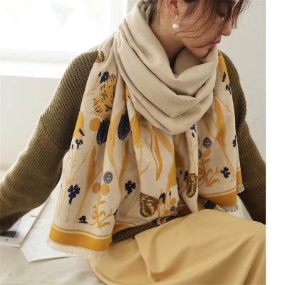 China 2021 Acrylic New Arrive Luxury Designer Warm Women Blanket Scarf Plaid Winter Scarves Wrap Shawl Wool Hijab Feeling for sale