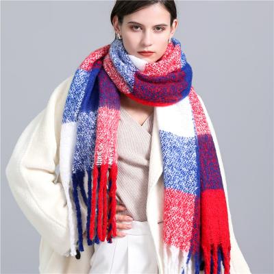 China Fashion Checked Winter New Thicken Warm Wool Women Scarf Showl 2021 Female Scarf All Match Tassel 11 Colors for sale