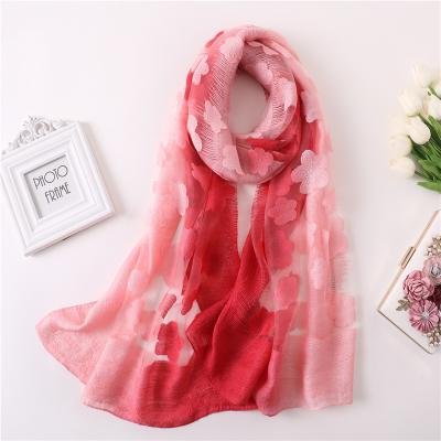 China Winter Scarves Warm Bandana 46 Lady Shawls Wraps Elegant Florad Pashmina Embroidery Foulard Women European American High Quality Silk Woolen Scarf for sale