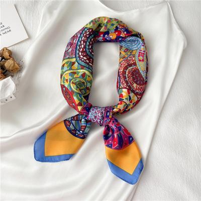 China Neck Protection 2021 Summer Fashion Office Hair Neck Hijabs Foulard Square Scarves And Wraps Women Luxury Brand Silk Scarf Small 70*70cm for sale