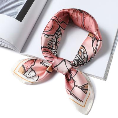 China 55x55CM Striped New 44 Styles Women Square Silk Scarf Hostess Bandanas Decoration Scarves Wild Professional OEM Pattern for sale