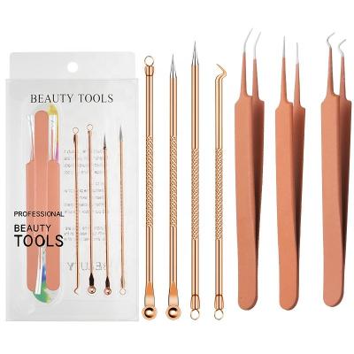 China Health Care Beauty Health Care 7pcs Acne Needle Black Prime Pimple Removal Primer Remover Tweezer Tweezers Kit for sale