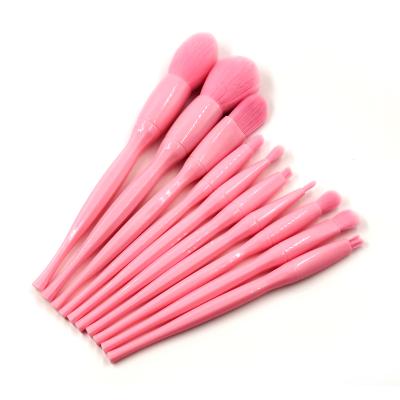 China Fan Brush 10 Makeup Brushes Professional Plastic Handle Brush Set Custom Makeup Brushes for sale