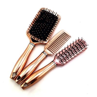 China Cushion Fashion Same Handle With Different Functions Plated Convenient Comb Gold Home Hairbrush for sale