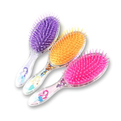 China Transparent Long Handle Cushion Airbag Hairbrush Elliptical Safety Sequin Comb for sale