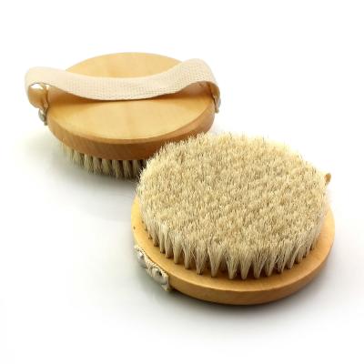 China EXFOLIATE Round Body High Quality Bamboo Boar Hair Bath Brush Wholesale for sale