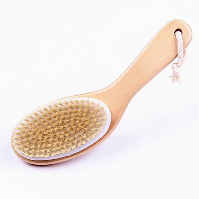 China EXFOLIATING 100% Custom Logo Boar Stiffen Brush Body Natural Dry Brush Exfoliating Wooden Handle Back Brush for sale