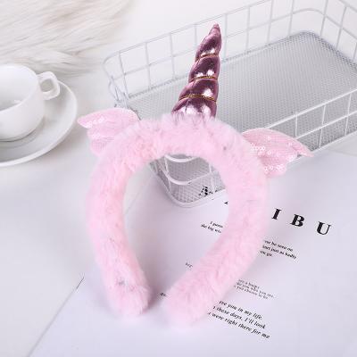 China European and American children's Christmas party hair band unicorn hair decoration hair band dress up hair accessories plush wing headband for sale