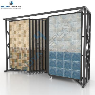 China New Arrived Durable Stainless Steel Metal Rack Marble Showroom Tile Stone Display Rack for sale