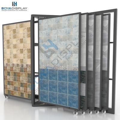 China Durable Trend New Product Aluminum Metal Rack Rotate 360 ​​Degree Flooring And Sample Ceramic Tile Display Rack for sale