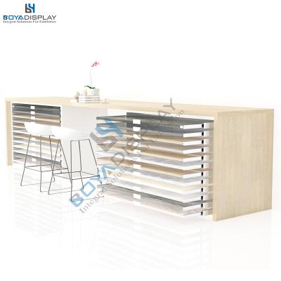 China Insurance Tile Metal Pegboard Sample Drawer Durable Commercial Floor And Wall Tile Desk Combination Display Rack for sale