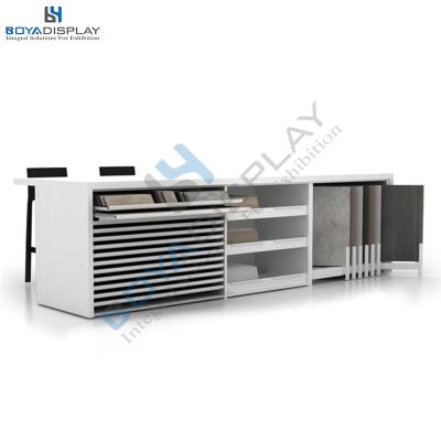 China Durable Unique Design Tile Office Showroom Shelf Ceramic Tile Floor Display Cabinet Combination Display Rack for sale