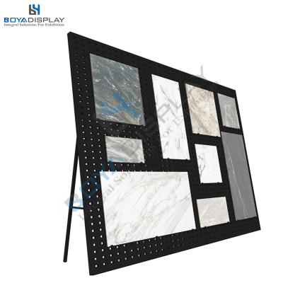 China Factory wholesale durable showroom quartz marble wall panel mounted ceramic tile stone stand display rack for sale