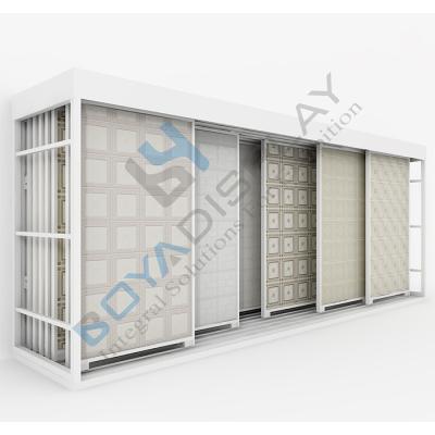 China Durable Hot Sales Double Row Aluminous Gusset Ceramic Tile Slider Display Rack for sale