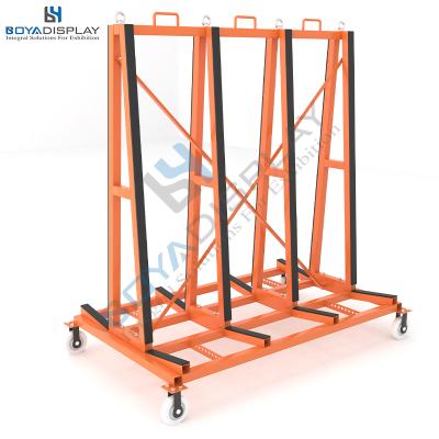 China Now Design Durable Stone Slab Storage Display Rack With Wheel For Granite Stone Display for sale