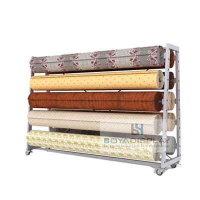 China Durable Metal Full Specification Customized Wallpaper Upholstery Cloth Cover Display Rolls Block Rack for sale