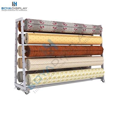 China New Durable Metal System Roll Cover Rack Cloth Sample Display Rack Mat Display Rack for sale